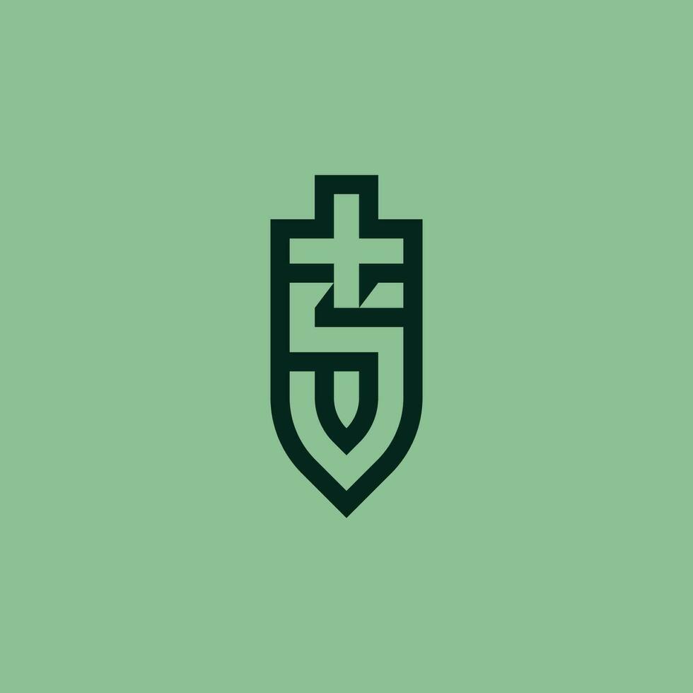 simple modern letter S sword logo vector
