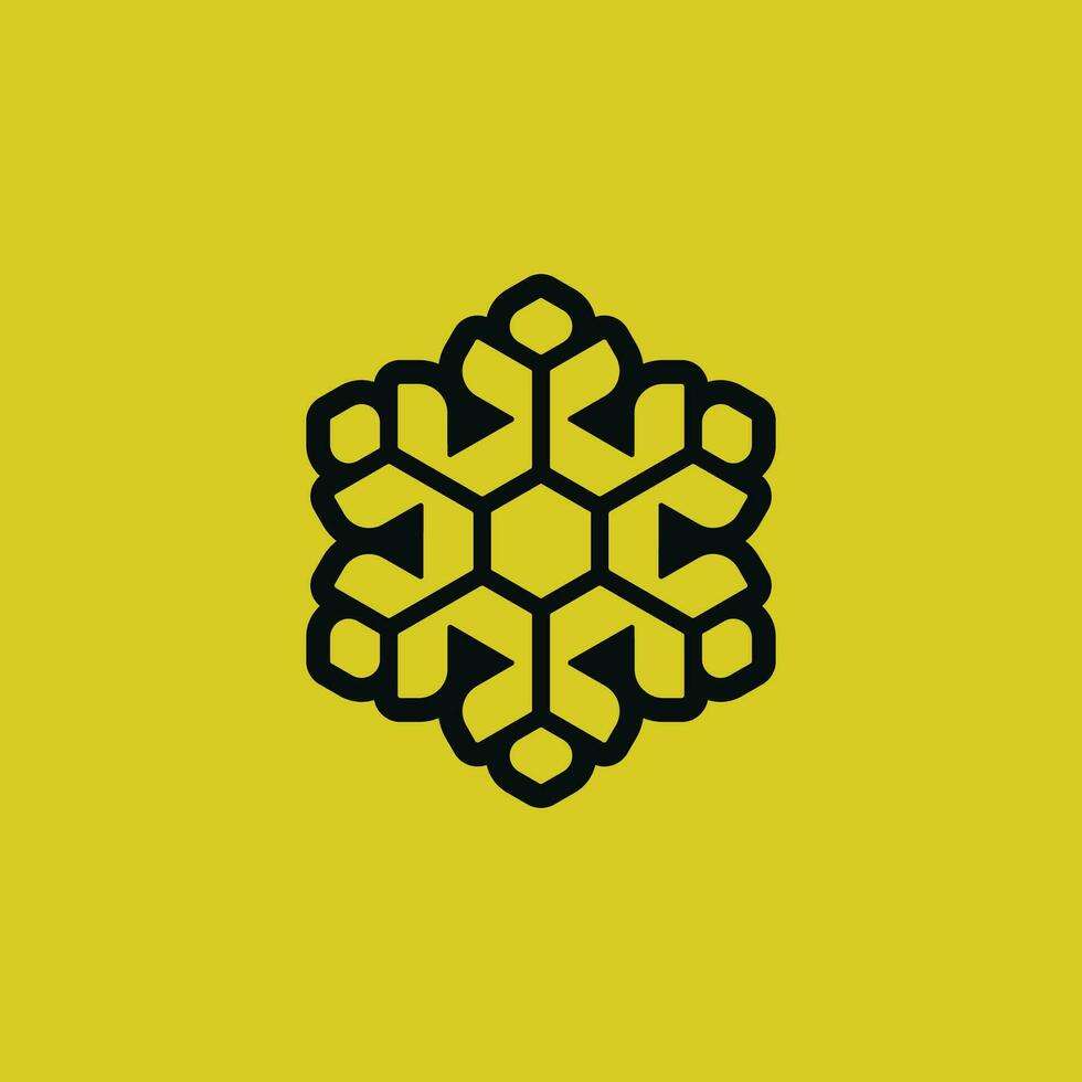 abstract flower logo with hexagon core represent technology vector