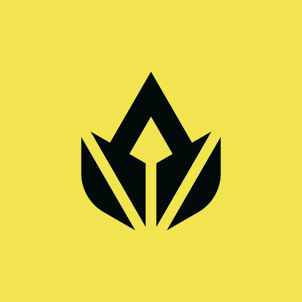 initial letter A with spear arrow and leaf logo vector