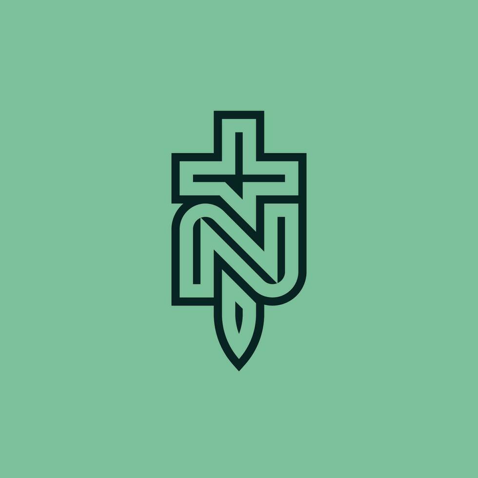 initial letter N sword modern logo vector