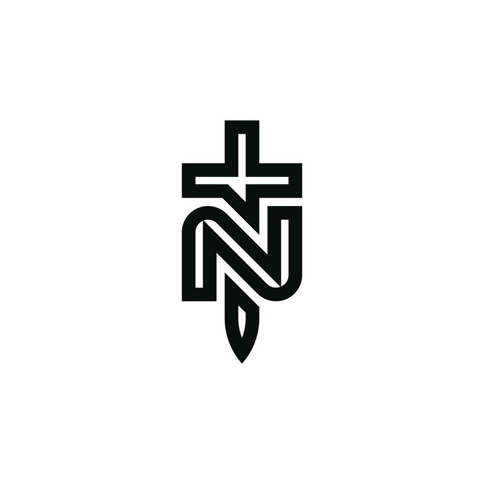 initial letter N sword modern logo vector