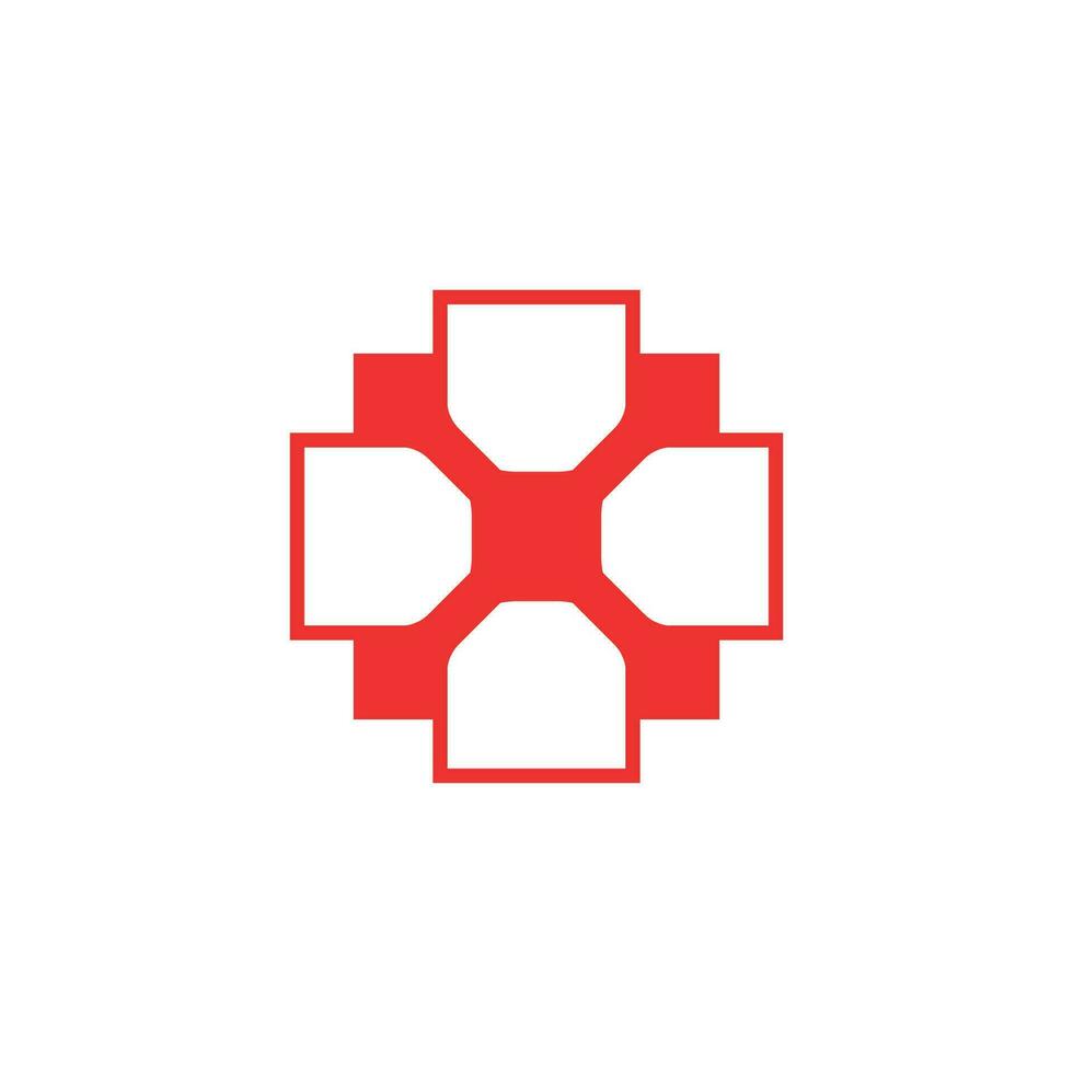 medical cross symbol network connection logo vector