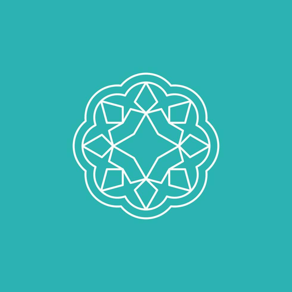 geometric flower star tech logo vector