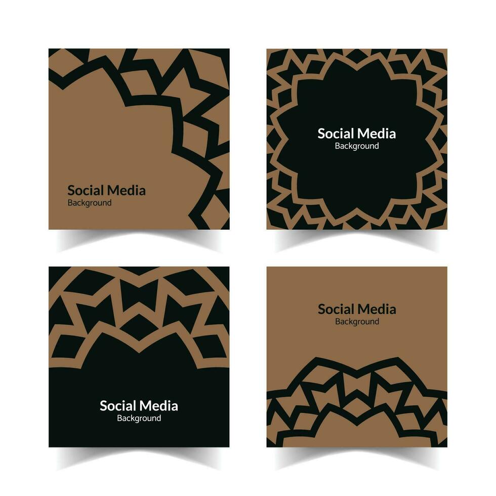 simple and modern dark brown floral square flat social media background vector