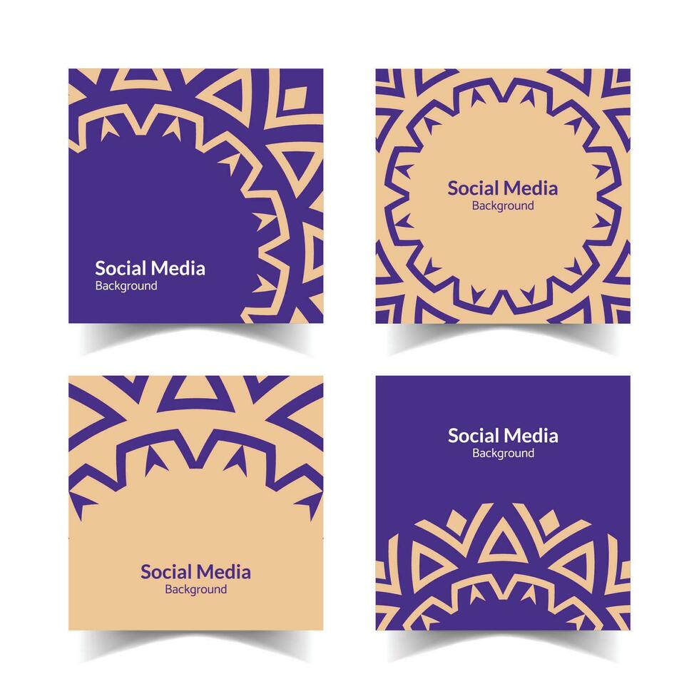 simple and modern cream purple ornamental pattern square flat social media background vector