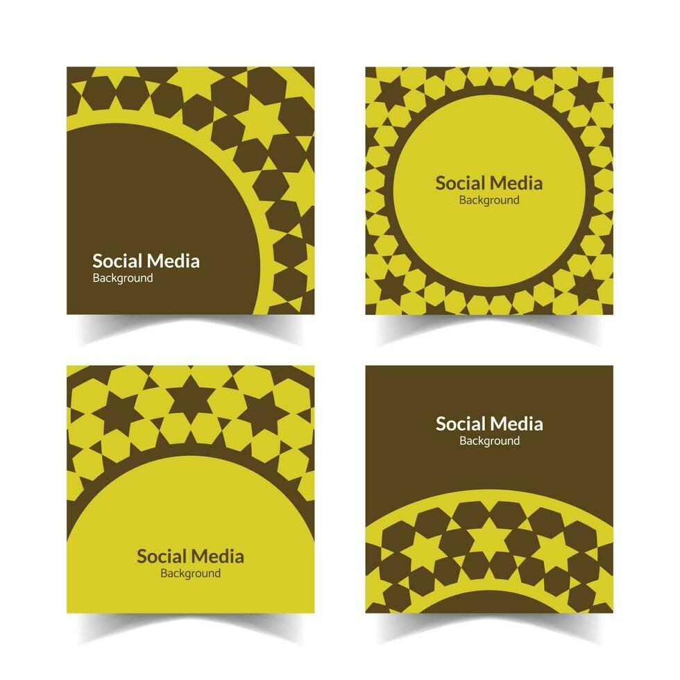simple and modern yellow gold ornamental pattern square flat social media background vector