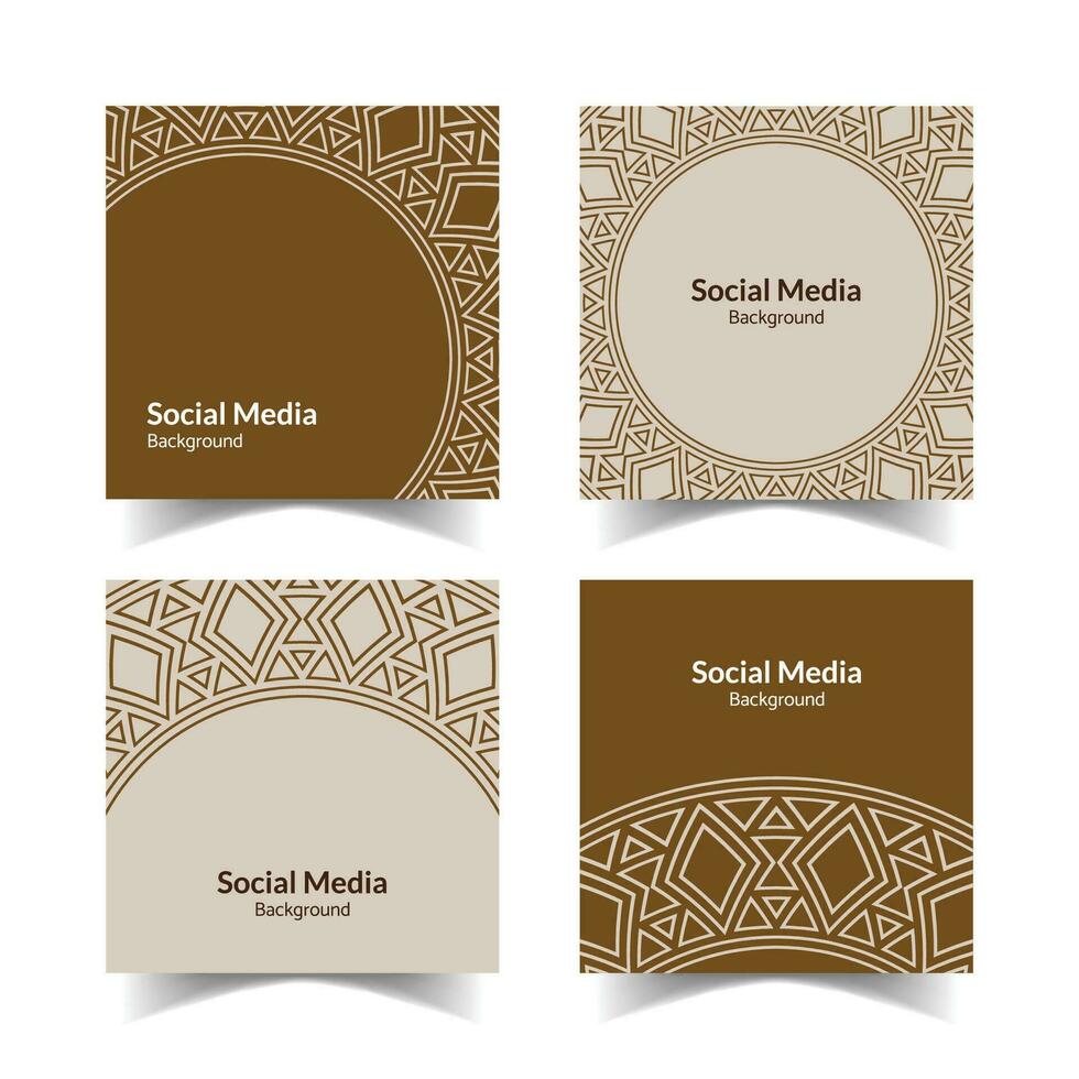 simple and modern brown ornamental pattern square flat social media background vector