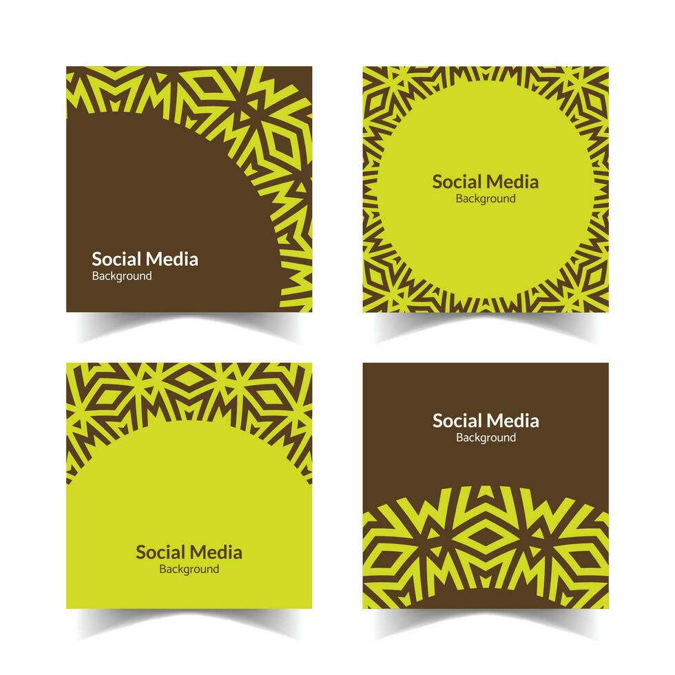 simple and modern green brown  ornamental pattern square flat social media background vector