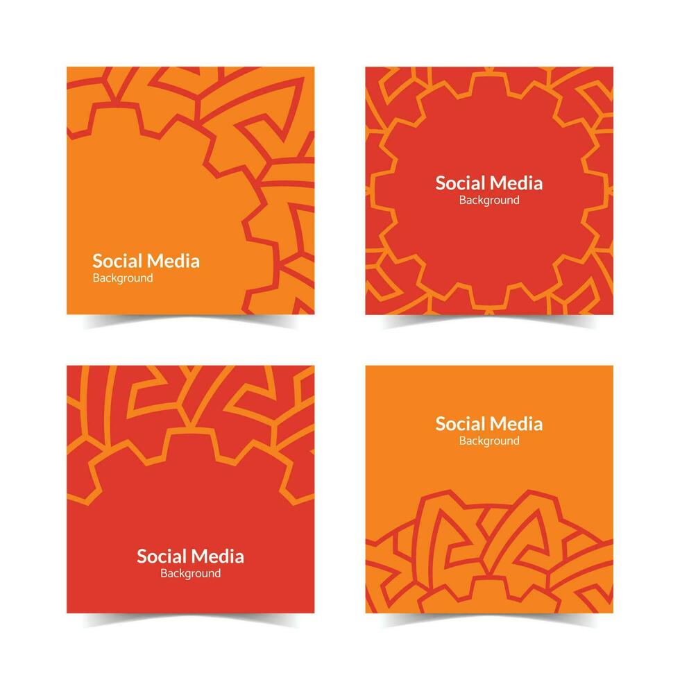 simple flat floral pattern square social media background vector