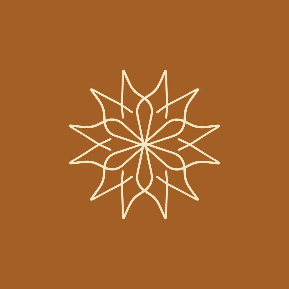 abstract cream and chocolate brown floral mandala logo. suitable for elegant and luxury ornamental symbol vector