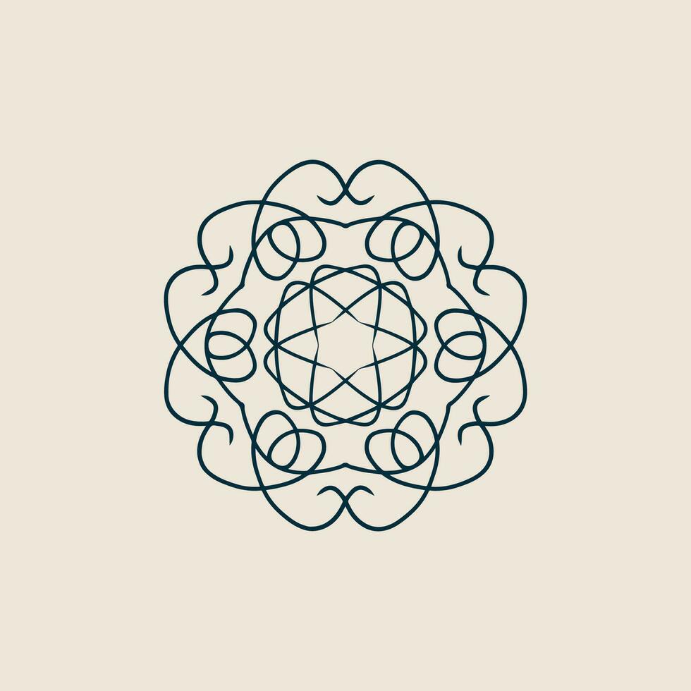 abstract dark green and cream floral mandala logo. suitable for elegant and luxury ornamental symbol vector