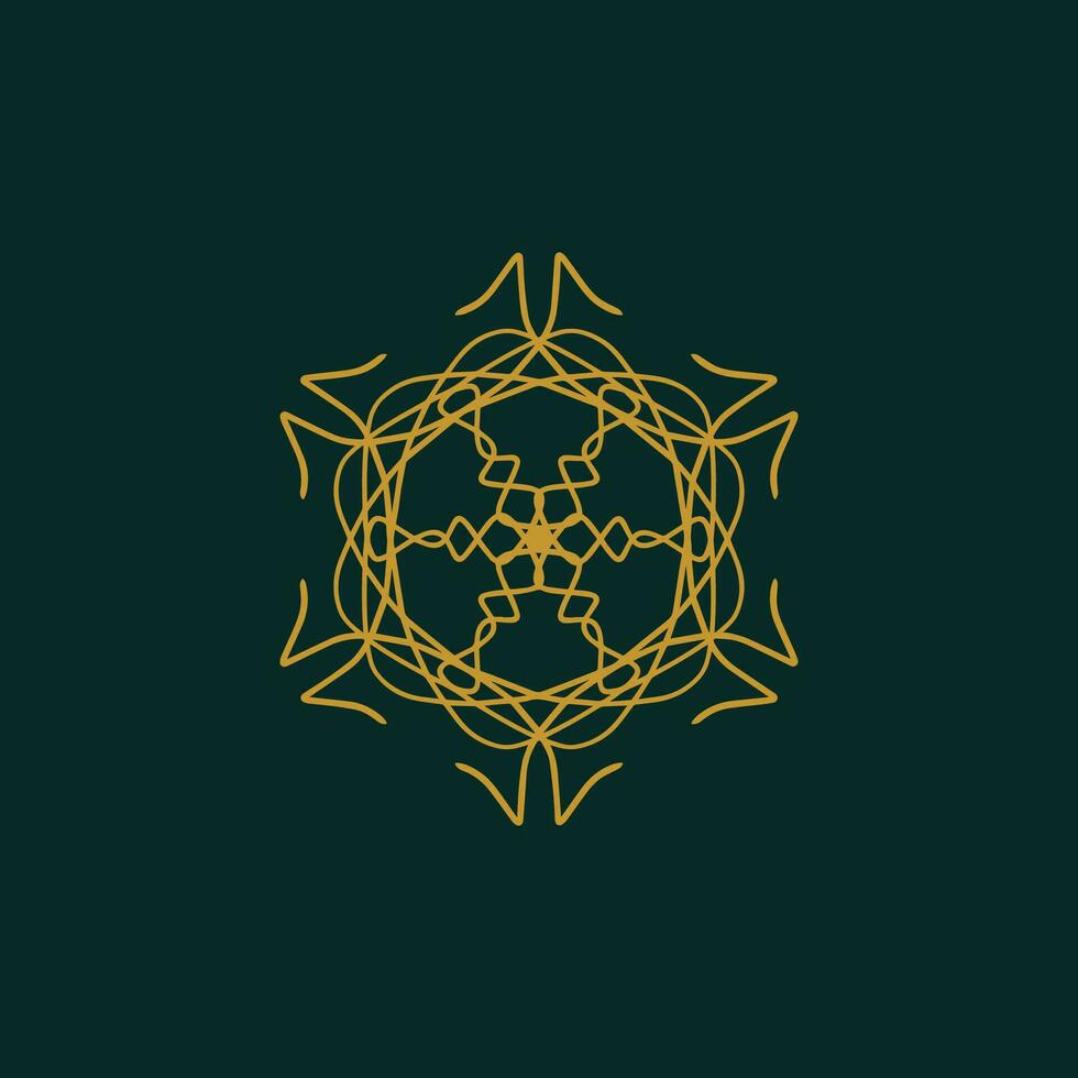abstract yellow and dark green floral mandala logo. suitable for elegant and luxury ornamental symbol vector