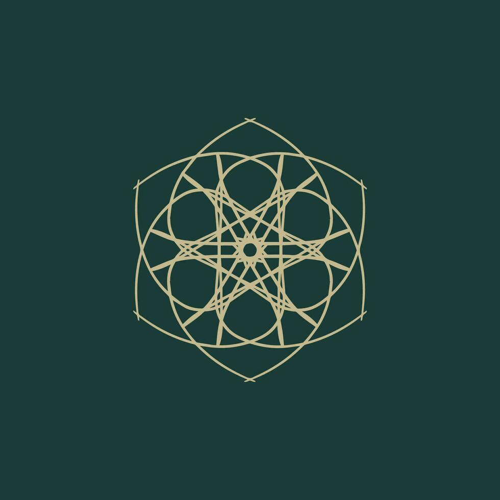abstract gold and green floral mandala logo. suitable for elegant and luxury ornamental symbol vector