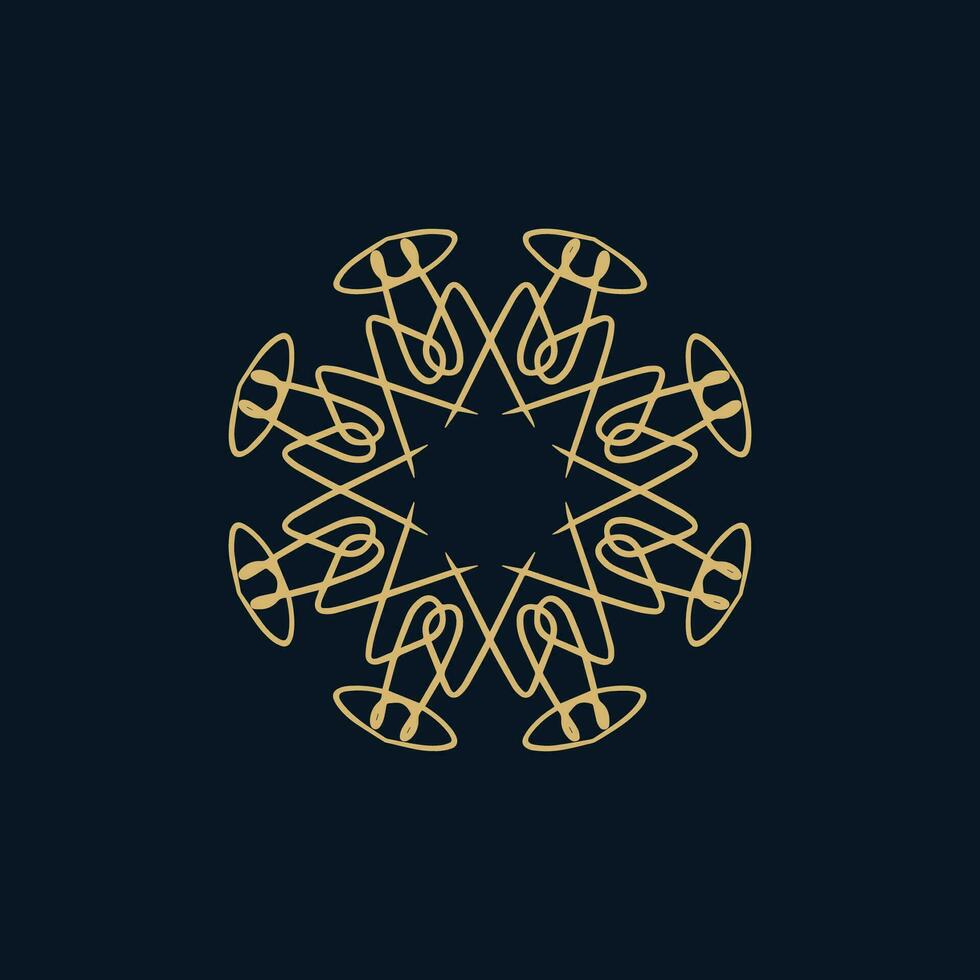 abstract gold and black floral mandala logo. suitable for elegant and luxury ornamental symbol vector