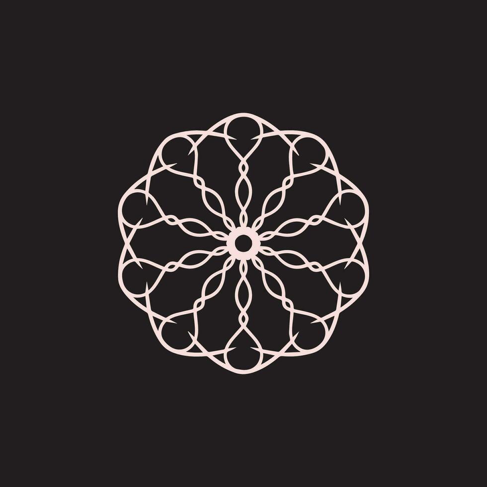 abstract pink and dark brown floral mandala logo. suitable for elegant and luxury ornamental symbol vector