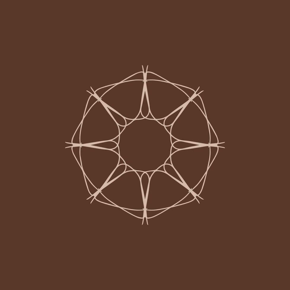 abstract cream and brown floral mandala logo. suitable for elegant and luxury ornamental symbol vector