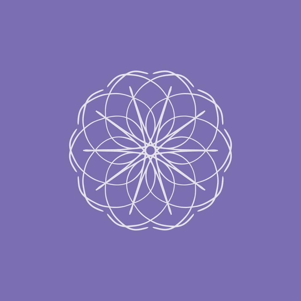 abstract white and purple floral mandala logo. suitable for elegant and luxury ornamental symbol vector