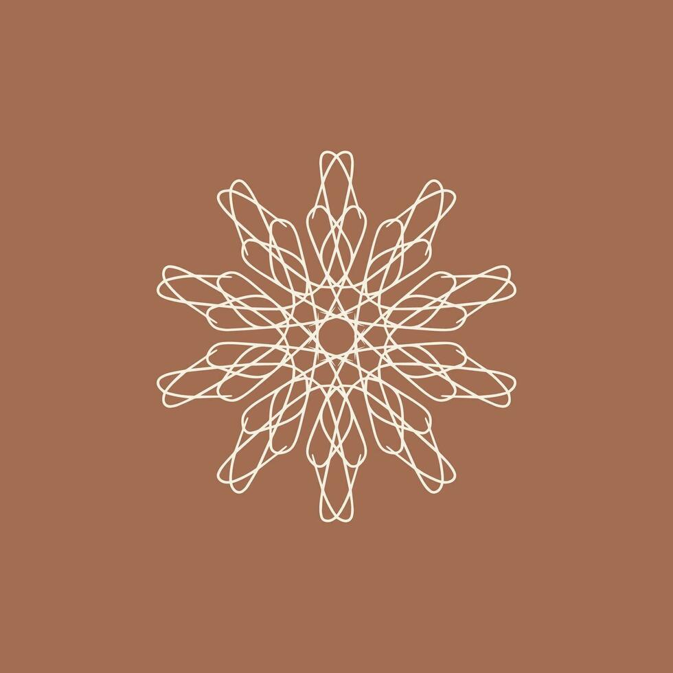 abstract cream and mocha brown floral mandala logo. suitable for elegant and luxury ornamental symbol vector