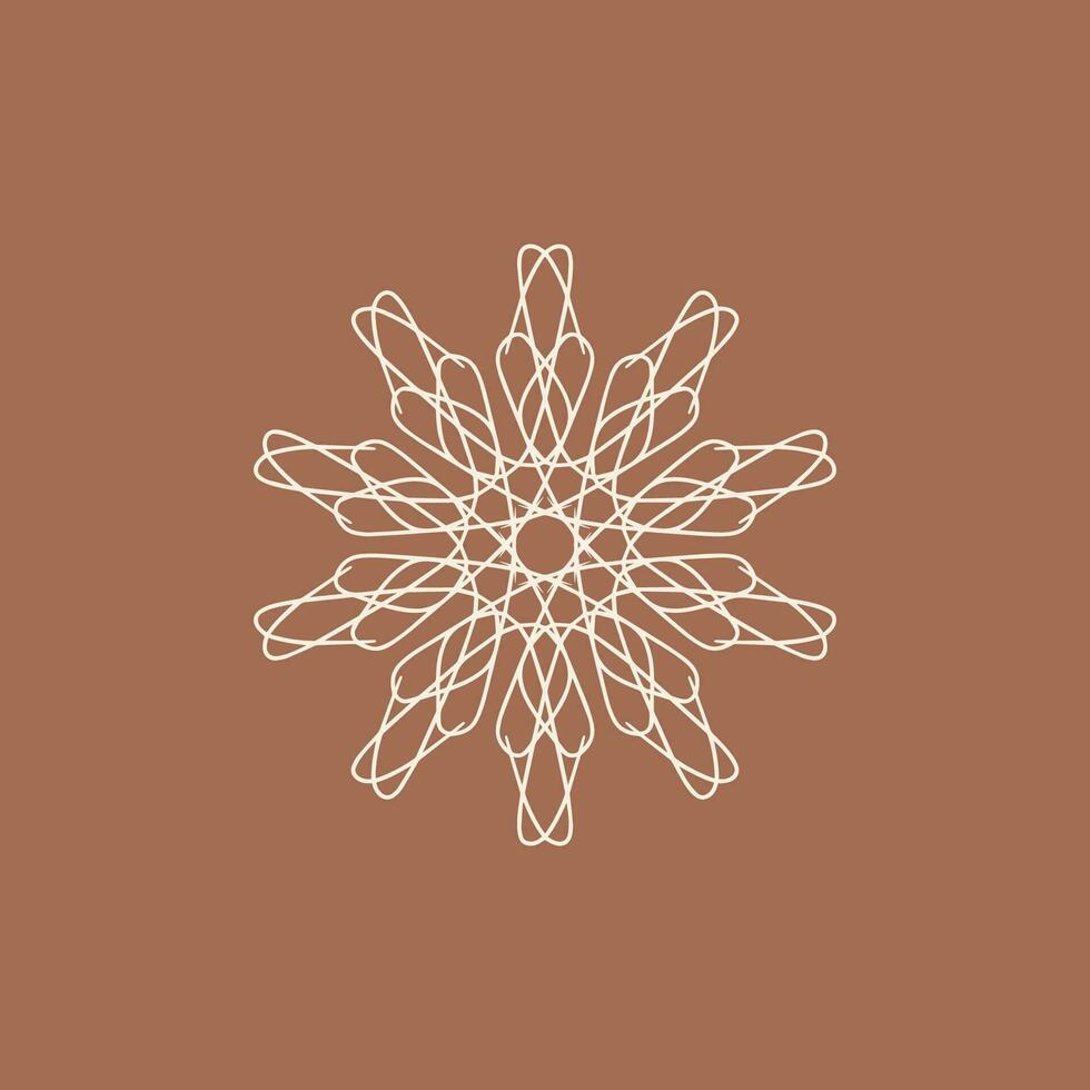 abstract cream and mocha brown floral mandala logo. suitable for elegant and luxury ornamental symbol vector