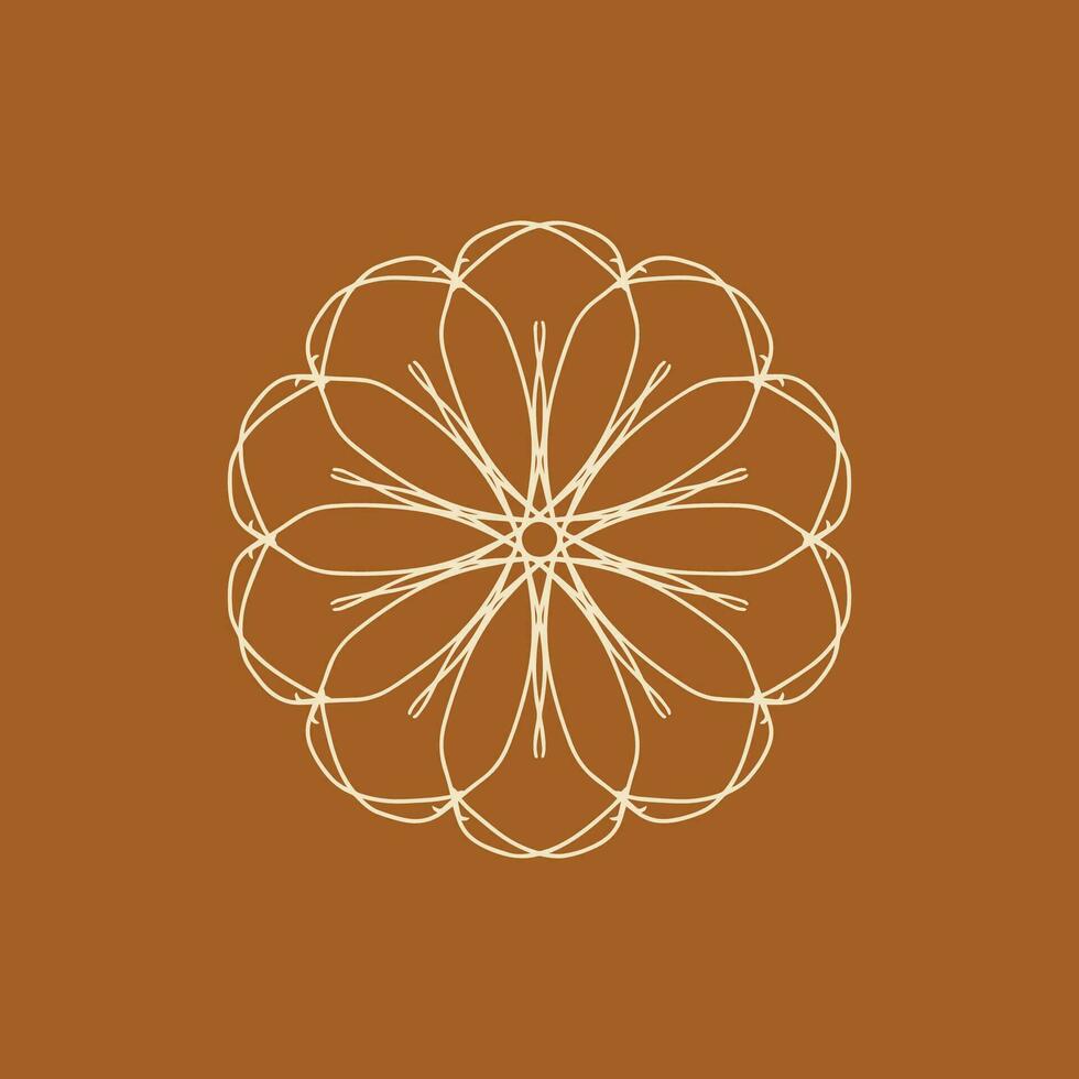 abstract cream and chocolate brown floral mandala logo. suitable for elegant and luxury ornamental symbol vector