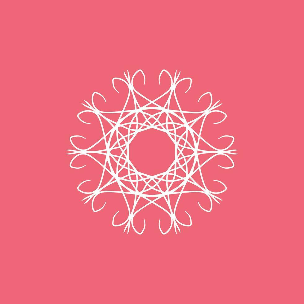 abstract white and pink floral mandala logo. suitable for elegant and luxury ornamental symbol vector