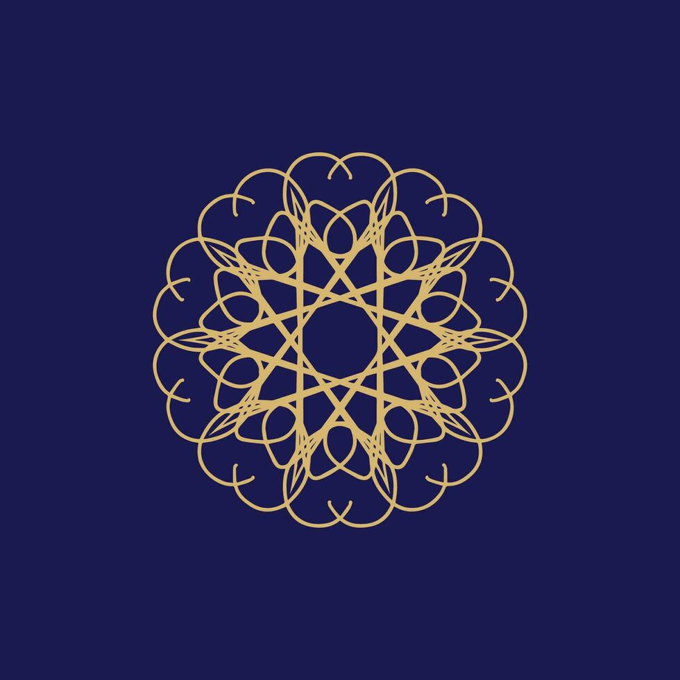 abstract gold and navy floral mandala logo. suitable for elegant and luxury ornamental symbol vector