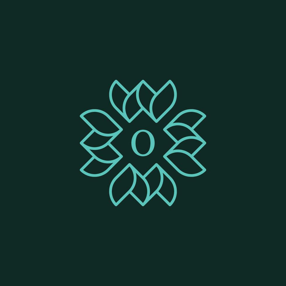 Initial letter O floral ornamental border frame logo vector