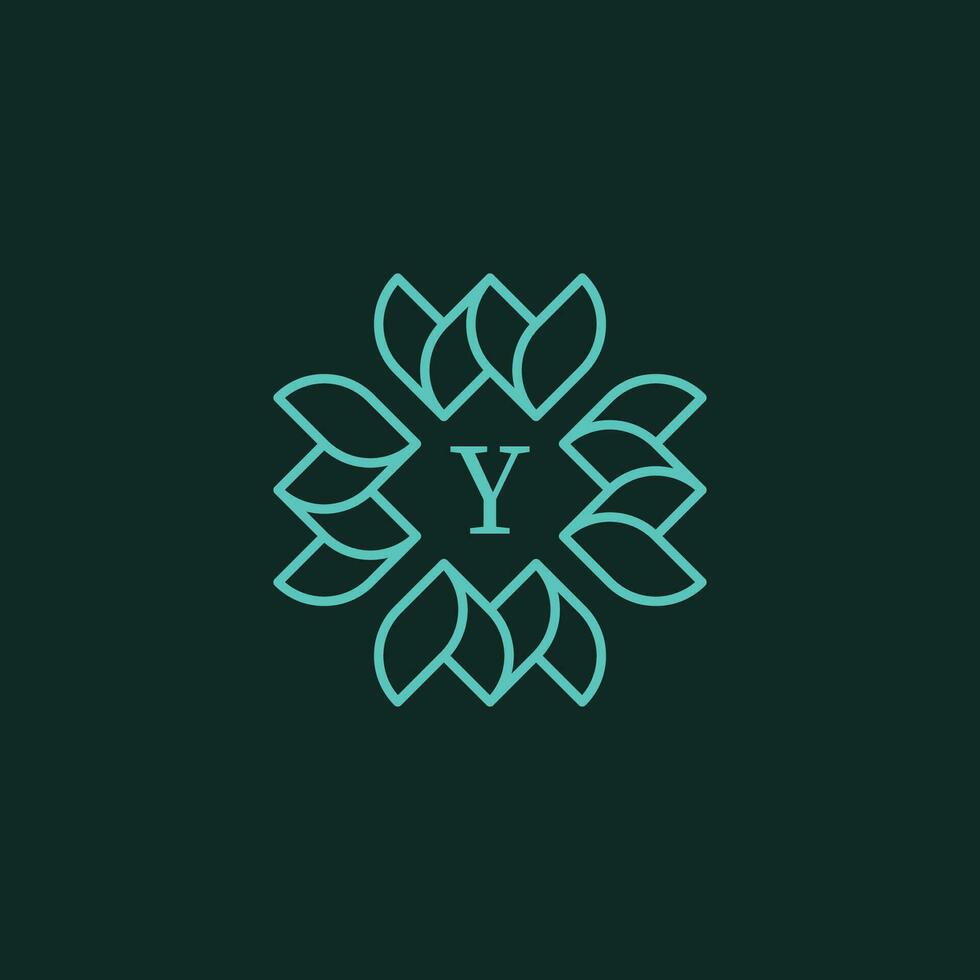 Initial letter Y floral ornamental border frame logo vector
