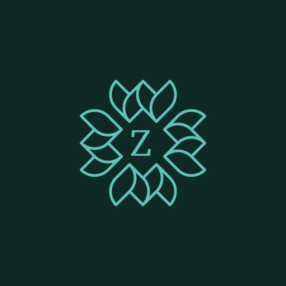 inicial letra z floral ornamental frontera marco logo vector