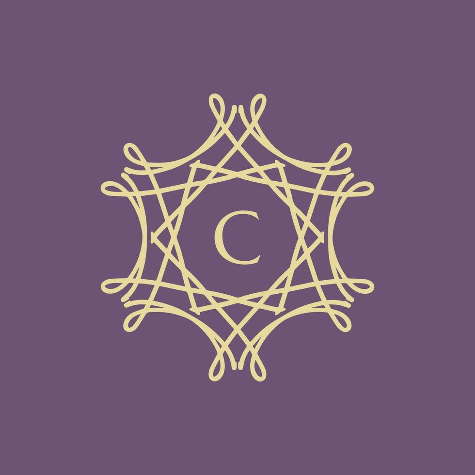 inicial letra C floral ornamental frontera circulo marco logo vector