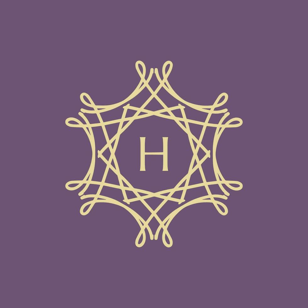 inicial letra h floral ornamental frontera circulo marco logo vector