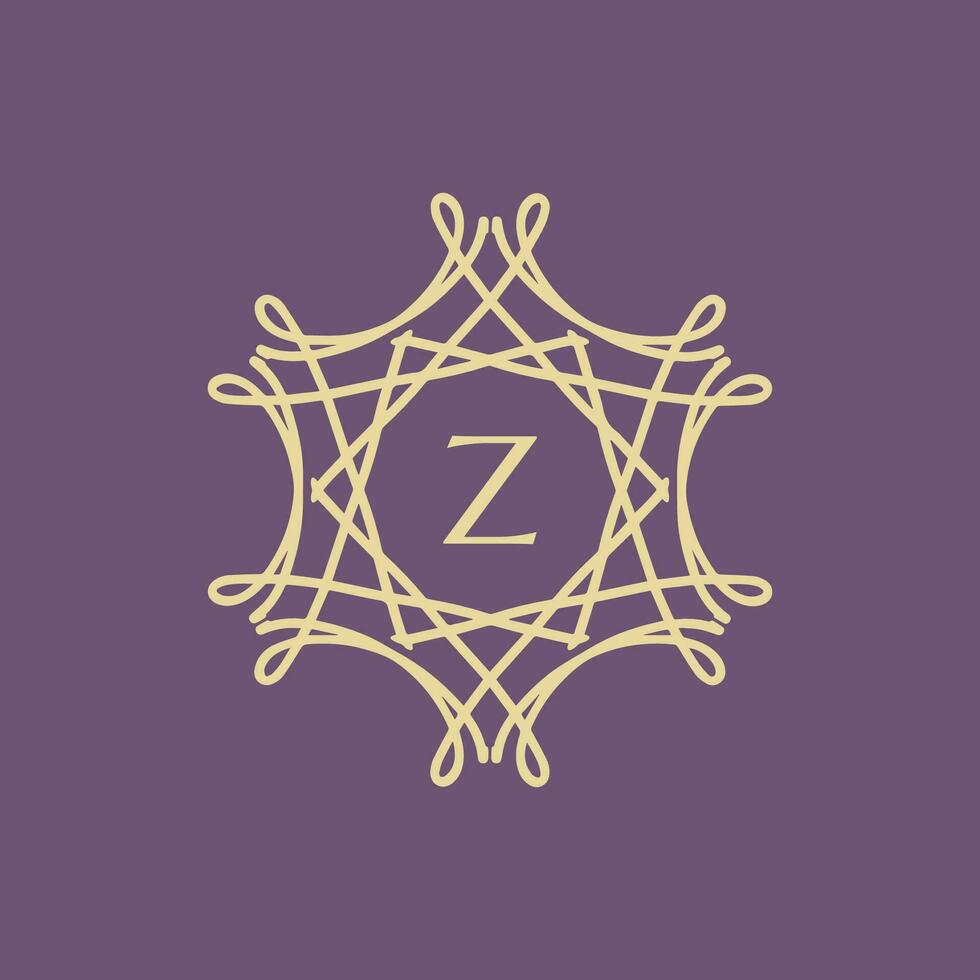 Initial letter Z floral ornamental border circle frame logo vector