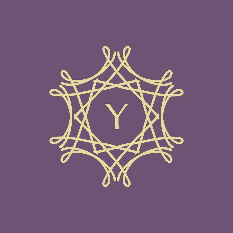 Initial letter Y floral ornamental border circle frame logo vector