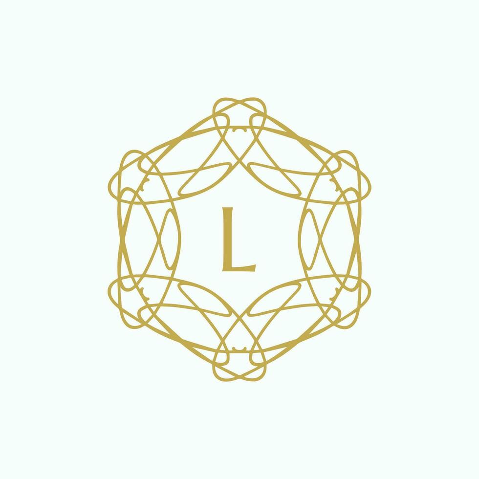Initial letter L floral ornamental border circle frame logo vector