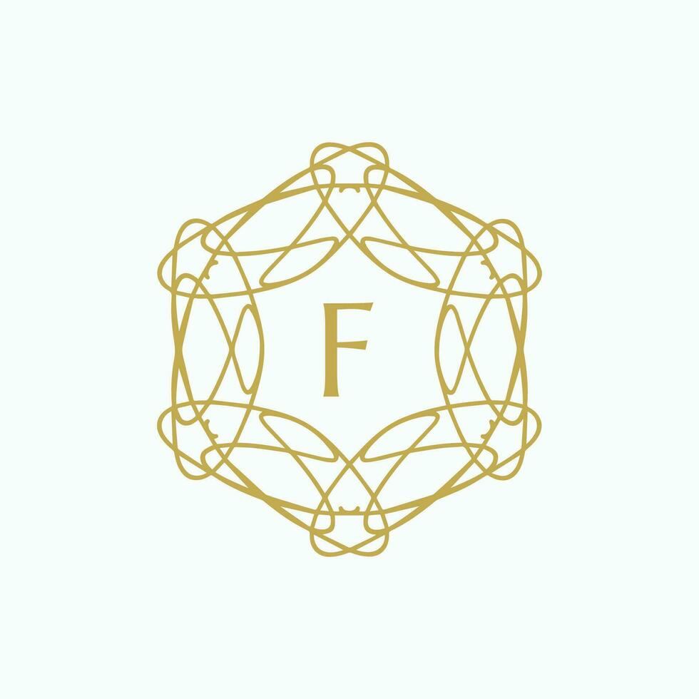 Initial letter F floral ornamental border circle frame logo vector