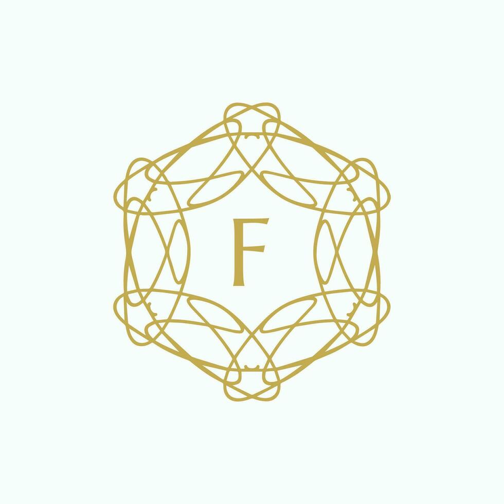 Initial letter F floral ornamental border circle frame logo vector