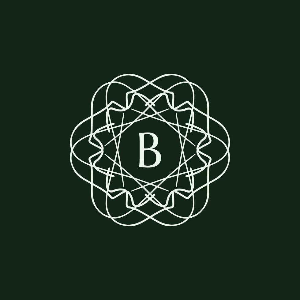 Initial letter B floral ornamental border circle frame logo vector