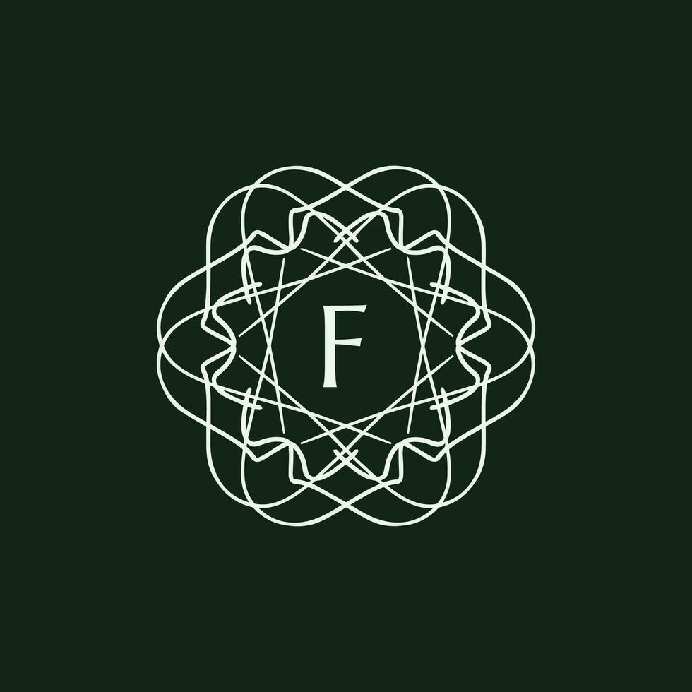 inicial letra F floral ornamental frontera circulo marco logo vector