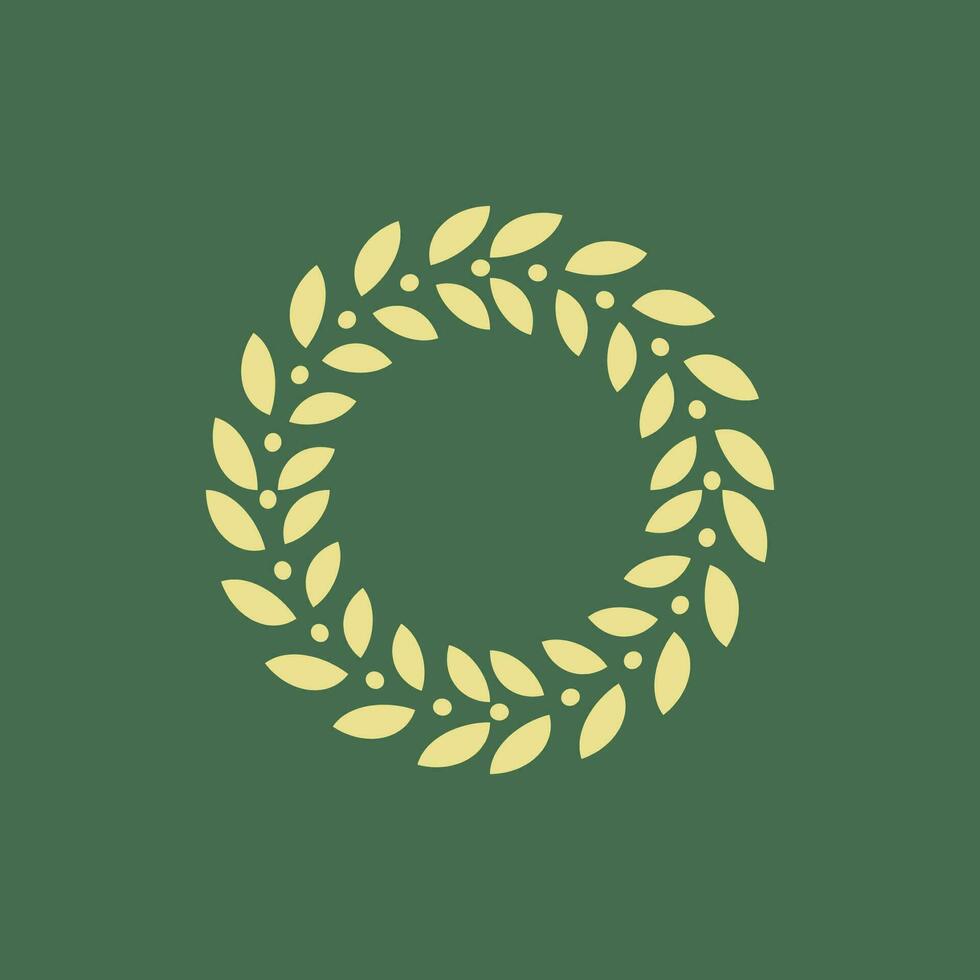 luxury circular ornamental wheat frame emblem vector