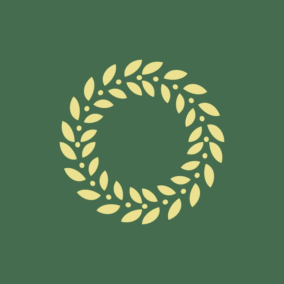 luxury circular ornamental wheat frame emblem vector