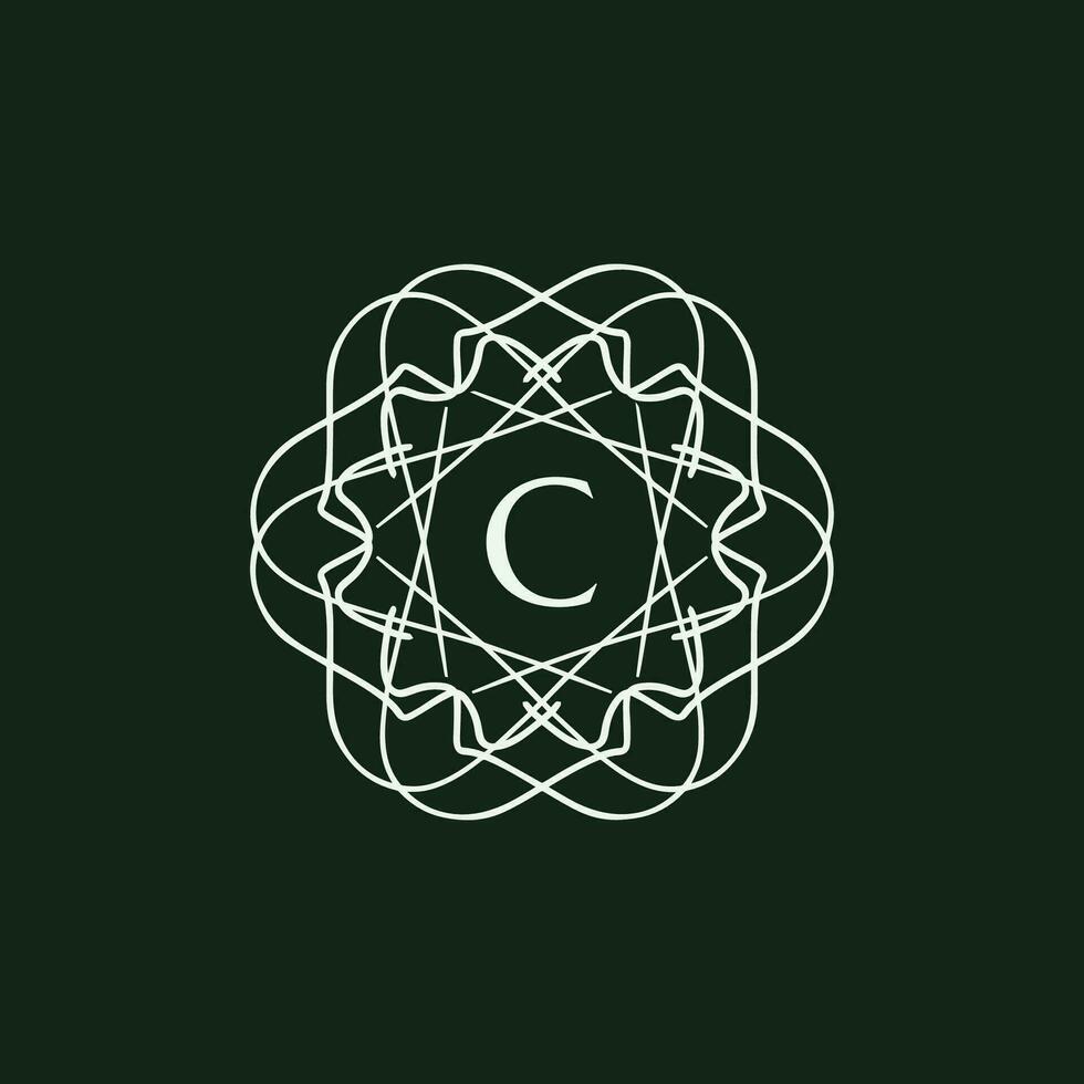 Initial letter C floral ornamental border circle frame logo vector
