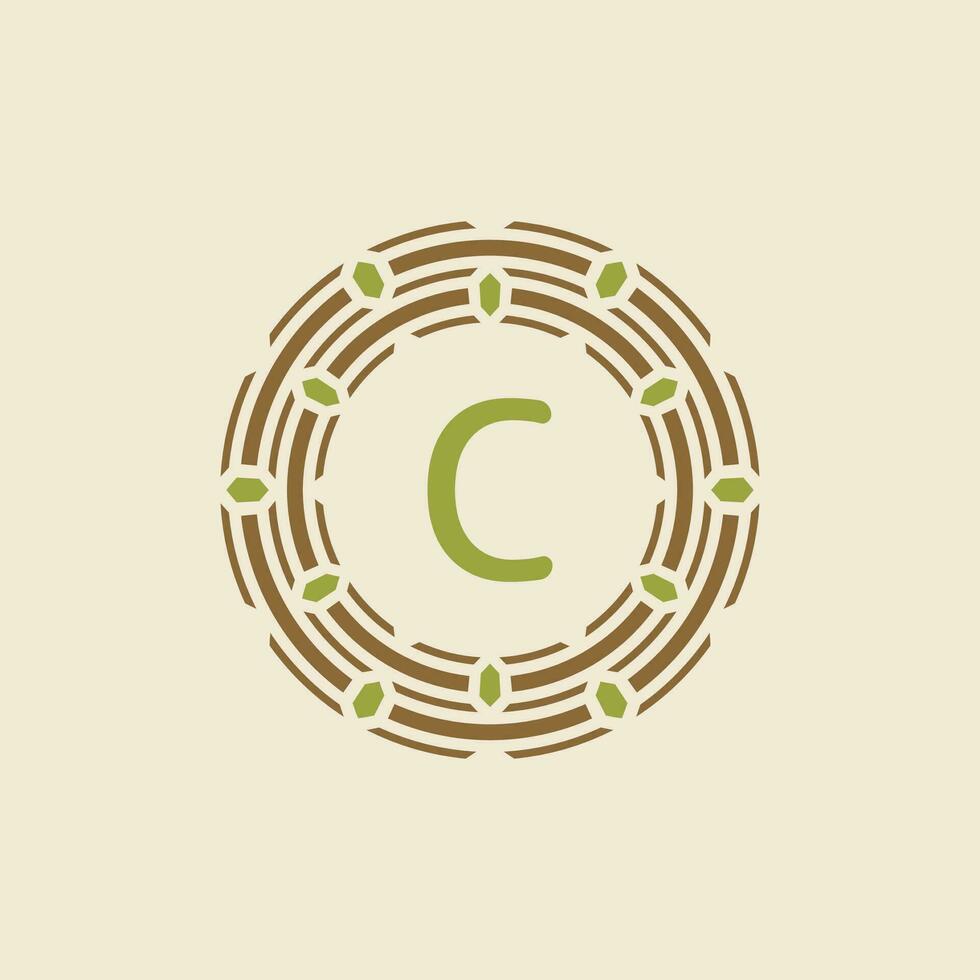 Initial letter C ornamental border circle frame logo vector