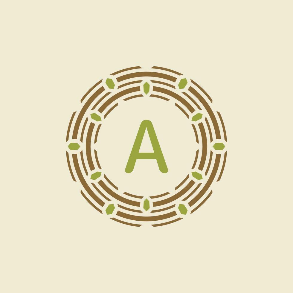 Initial letter A ornamental border circle frame logo vector