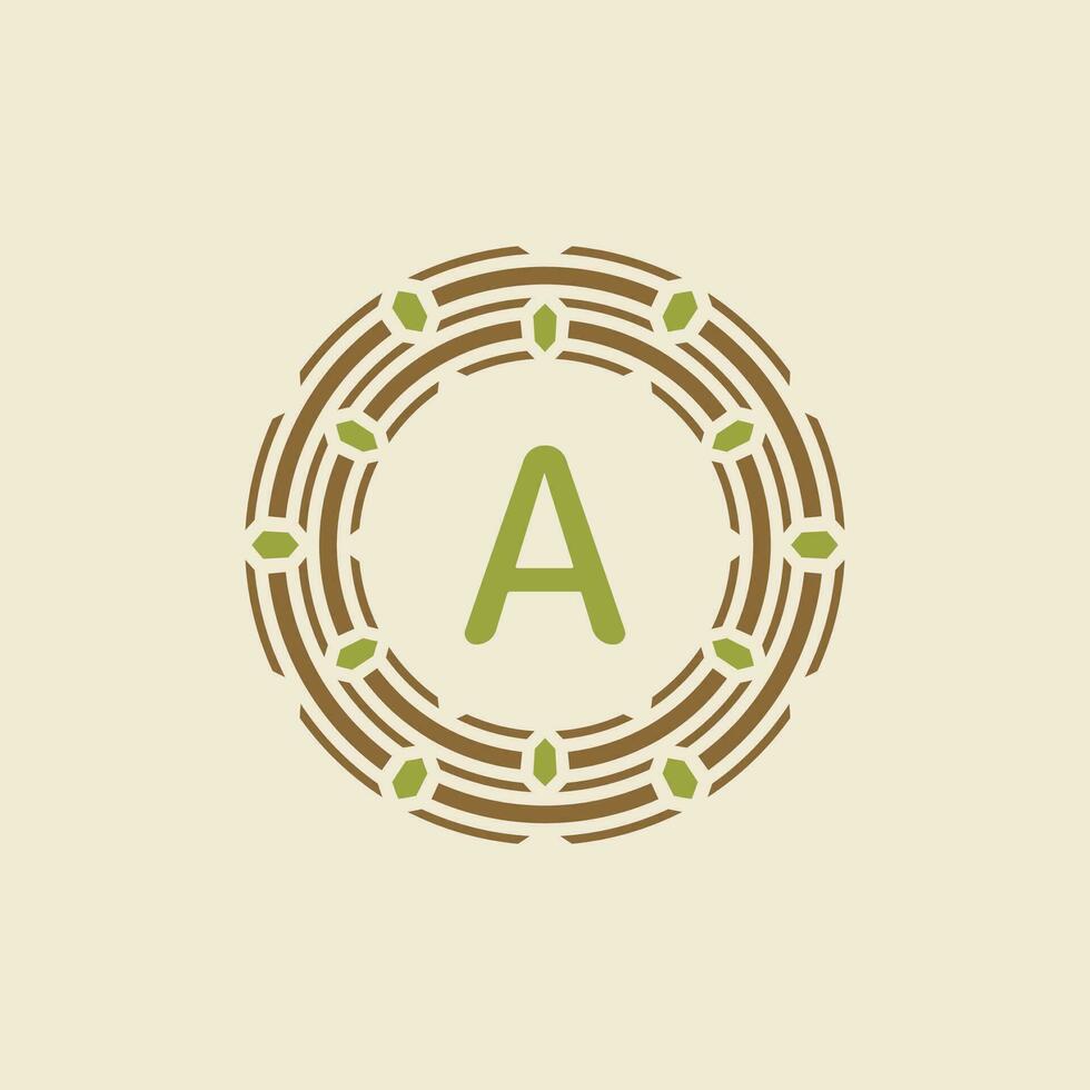 Initial letter A ornamental border circle frame logo vector