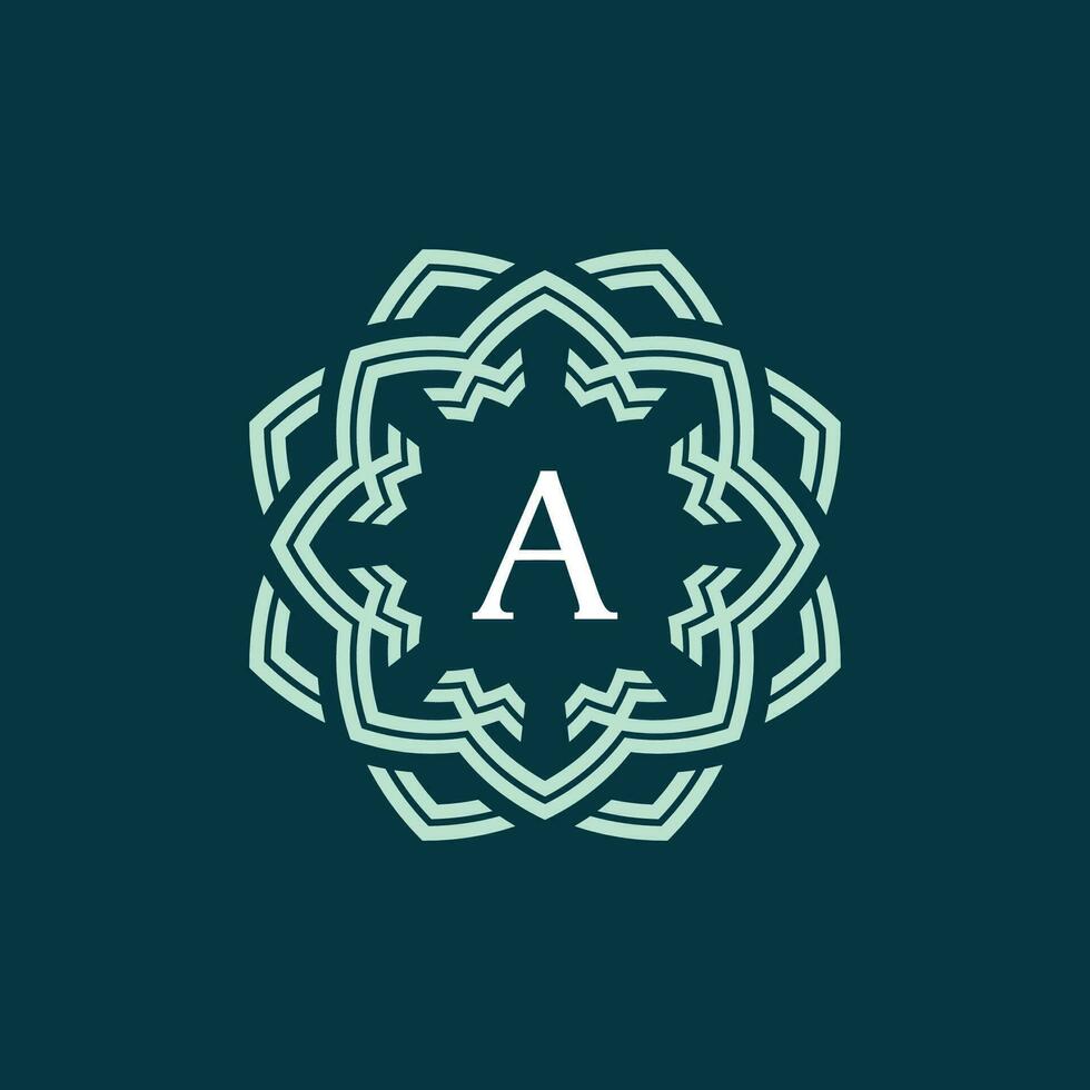 Initial letter A ornamental border circle frame logo vector
