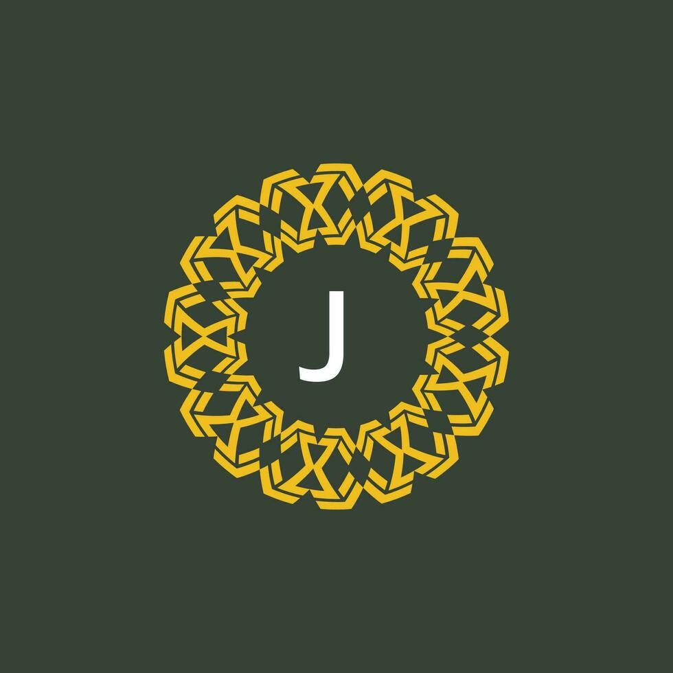 letter J medallion emblem initial circle badge logo vector