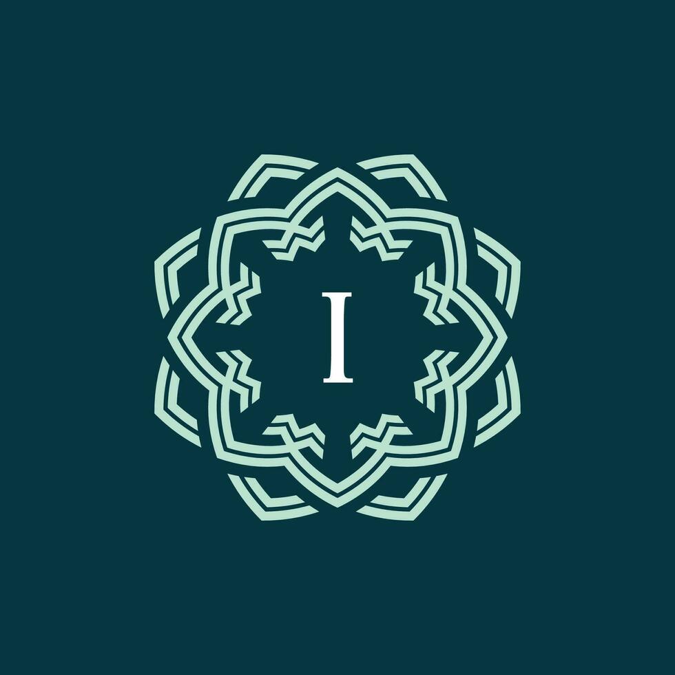 Initial letter I ornamental border circle frame logo vector