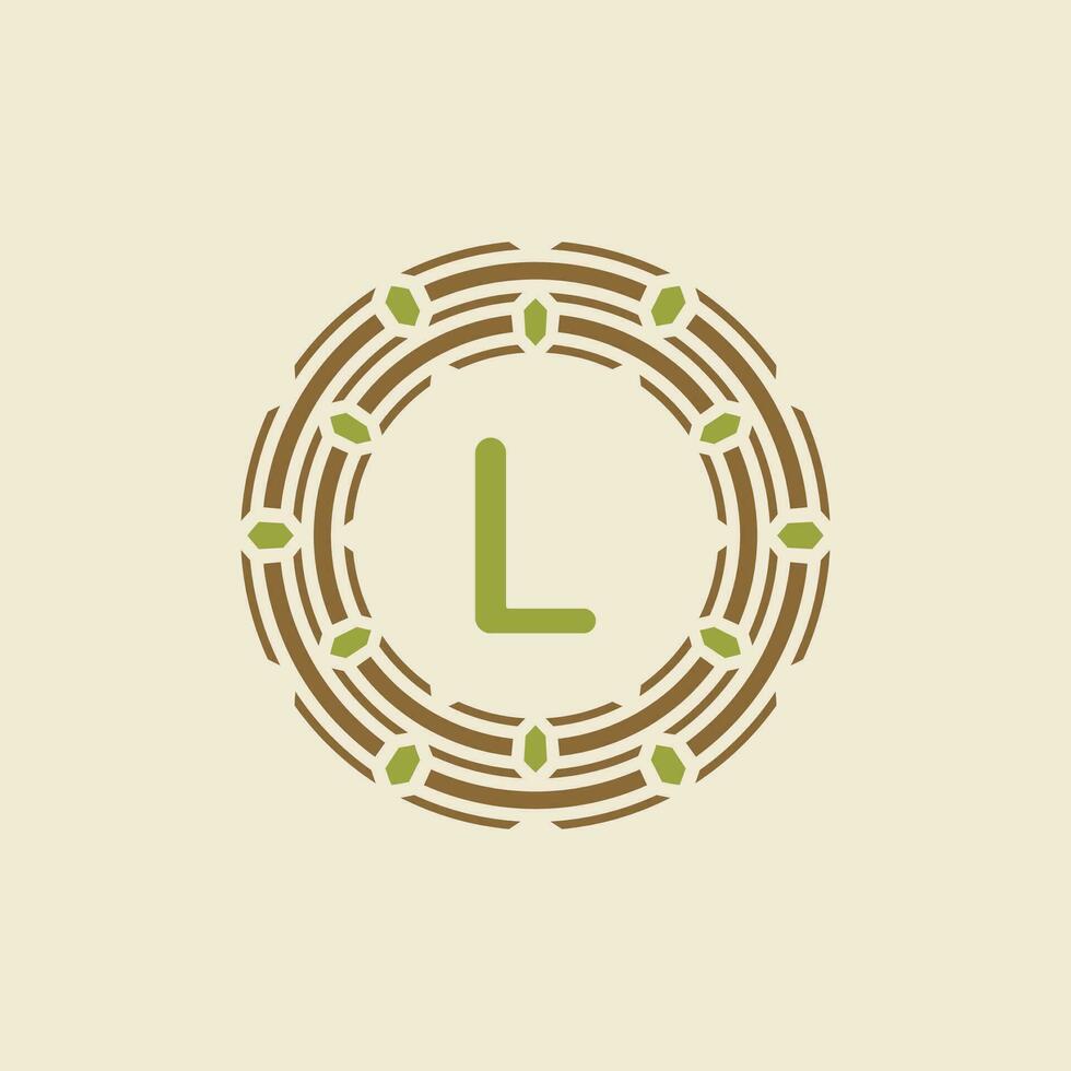 Initial letter L ornamental border circle frame logo vector