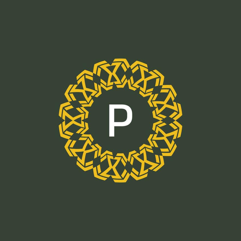 letter P medallion emblem initial circle badge logo vector