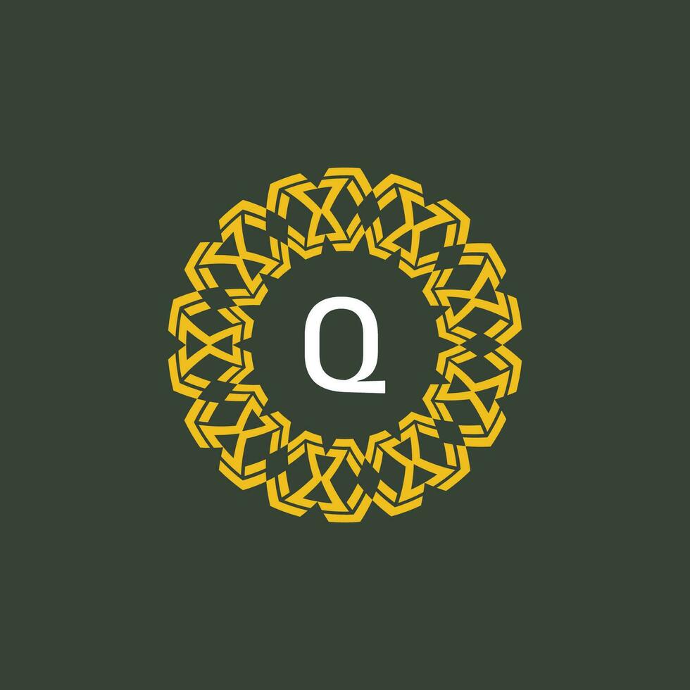 letra q medallón emblema inicial circulo Insignia logo vector